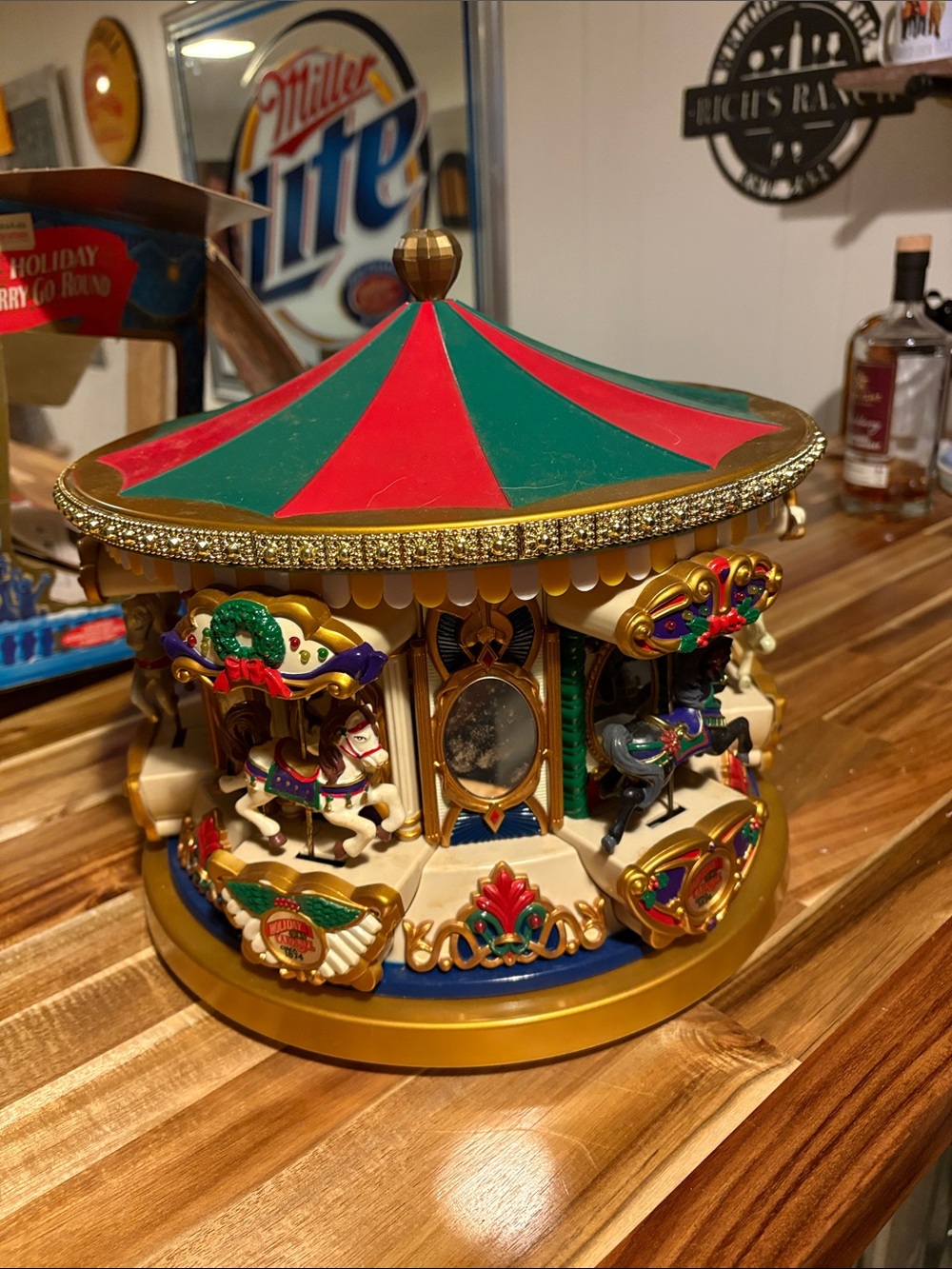 Mr. Christmas Holiday Merry-Go-Round Carousel - Blue & Gold - Picture 2 of 2
